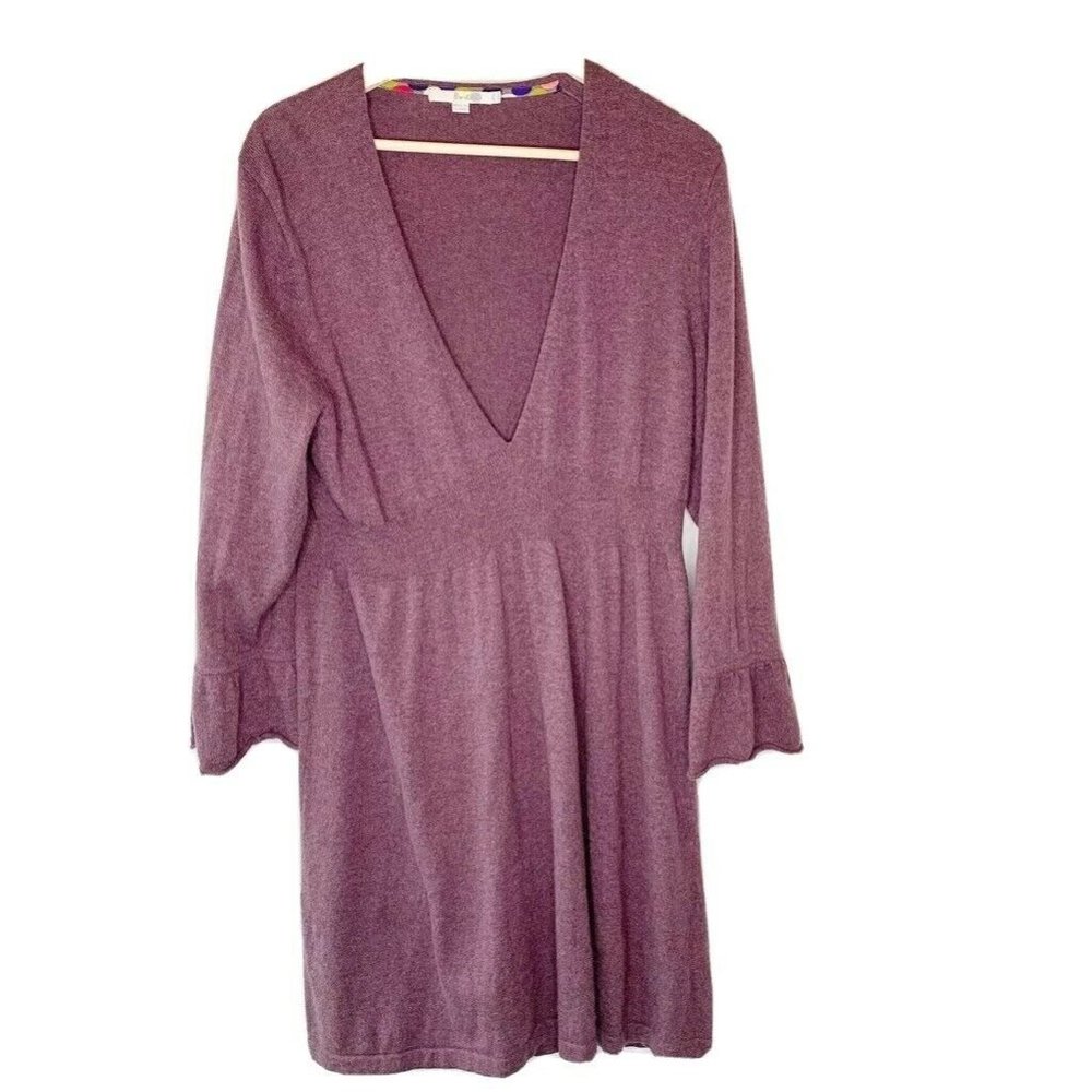 Boden Sweater Dress Purple Heathered Plunge 18